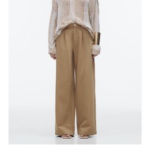 NWT Zara Z1975 HIGH RISE WIDE LEG JEANS in Mid-camel